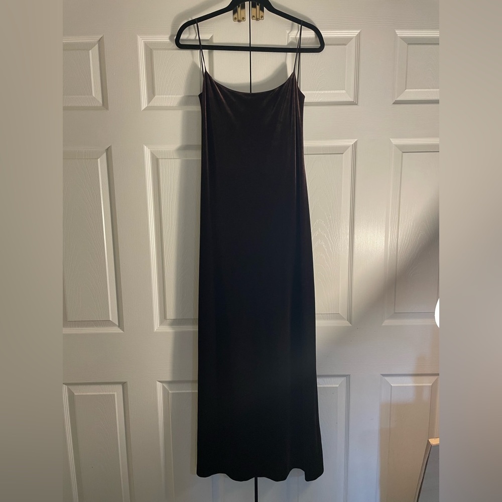 Laundry by Shelli Segal formal wedding brown velvety Y2K Maxi Dress size 12 - Picture 7 of 10